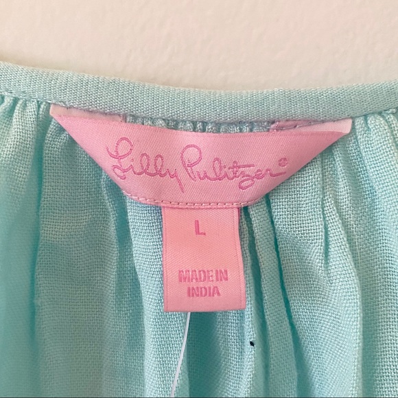 Lilly Pulitzer Briony Top Size Large Turquoise - Picture 4 of 8